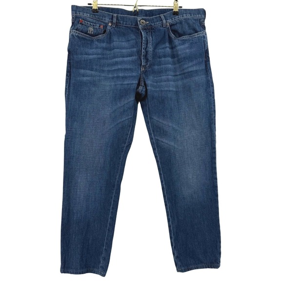 Brunello Cucinelli Other - Brunello Cucinelli Mens Blue Straight Leg Denim Jeans Made in Italy 40x30 IT 58